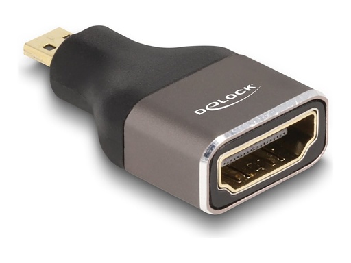 [60079] Delock Hohe Geschwindigkeit - HDMI-Adapter mit Ethernet - 19 pin micro HDMI Type D männlich zu HDMI weiblich - Schwarz/Grau - 8K60Hz (7680 x 4320)