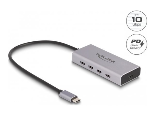 [64235] Delock Hub - 10 Gbps, PD 85W, mit 30 cm Anschlusskabel