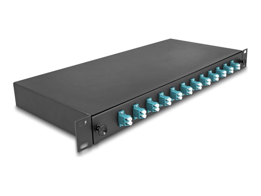 [67004] Delock Glasfaserkabelkiste - OM3, komplett montiert - Vorderseite - Rack montierbar - LC Duplex x12 - Schwarz - 1U - 48.3 cm (19")