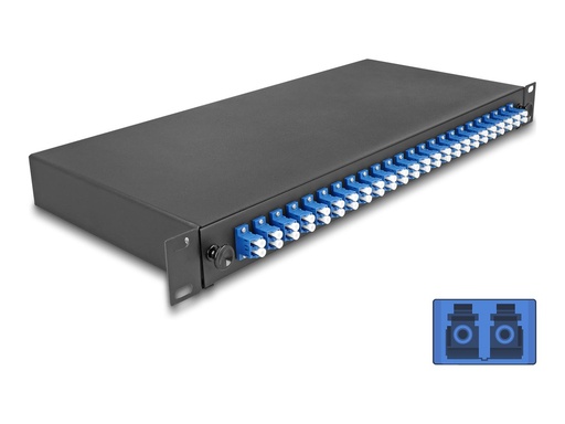 [67009] Delock Glasfaserkabelkiste - OS2, komplett montiert - Vorderseite - Rack montierbar - LC Duplex x 24 - Schwarz - 1U - 48.3 cm (19")