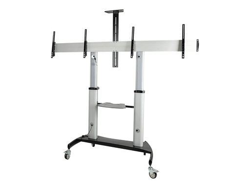 [STNDMTVDUO] StarTech.com Doppel TV Ständer mit rollen für 37-60 Zoll VESA Bildschirme jeweils bis 50kg - Höhenverstellbarer/Schwenkbarer TV Rollwagen - Präsentationswagen für zwei TVs mit Ablage -  (STNDMTVDUO)