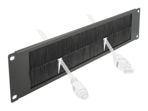 [66482] Delock Cable Management Brush Strip - Kabelführungspanel mit Bürste - Schwarz - 2U - 48.3 cm (19")