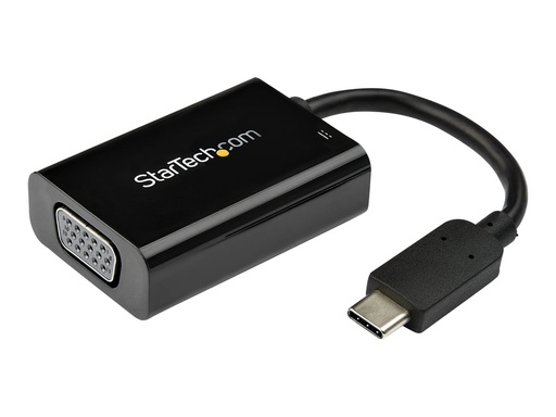[CDP2VGAUCP] StarTech.com USB-C auf VGA Adapter mit Power Delivery - 1080p USB Typ-C auf VGA Monitor Video Konverter mit Ladefunktion - 60W PD Pass-Through - Thunderbolt 3 Kompatibel - Schwarz (CDP2VGAUCP)
