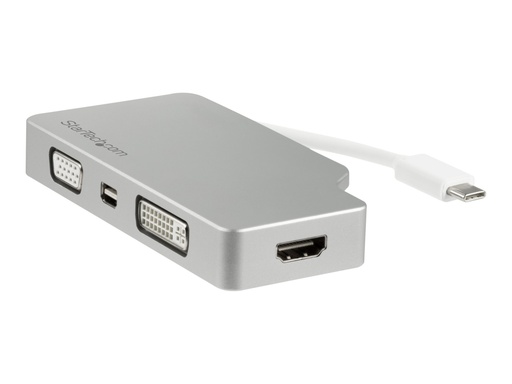 [CDPVGDVHDMDP] StarTech.com Aluminium Reise A/V Adapter 4-in-1 USB-C auf VGA, DVI, HDMI oder mDP - USB Type-C Adapter - 4K - Videoadapter - USB-C männlich zu HD-15 (VGA)