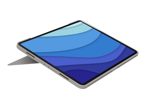 [920-010258] Logitech Combo Touch - Tastatur und Foliohülle - mit Trackpad - hintergrundbeleuchtet - Apple Smart connector - QWERTY - US International - Sand - für Apple 12.9-inch iPad Pro (5. Generation)