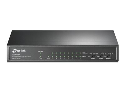 [TL-SF1009P] TP-LINK 9-Port 10/100Mbit/s-Desktop-Switch mit 8 PoE+-Ports - Unmanaged - Fast Ethernet (10/100) - Vollduplex - Power over Ethernet (PoE) - Wandmontage