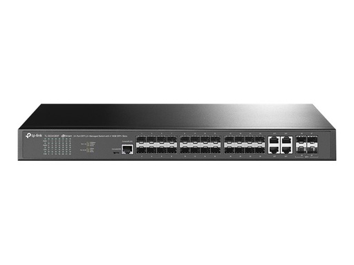 [TL-SG3428XF] TP-LINK JetStream 24-Port SFP L2+ Managed Switch mit 4 10GE SFP+ Slots - Managed - L2+ - Rack-Einbau - 1U
