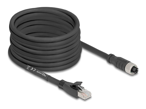 [80595] Delock Netzwerkkabel - 8 pin M12-X (W) zu RJ-45 (M)