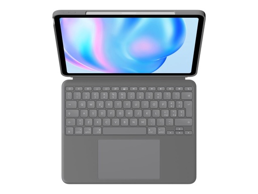 [920-012615] Logitech Combo Touch - Tastatur und Foliohülle - mit Trackpad - hintergrundbeleuchtet - Apple Smart connector - QWERTY - Italienisch - Oxford Gray - für Apple 13-inch iPad Air (M2, M3)