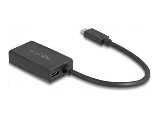 [61058] Delock Videoadapter - HDMI, 24 pin USB-C weiblich zu 24 pin USB-C männlich - 15 cm - Schwarz - USB-Stromversorgung (100 W)