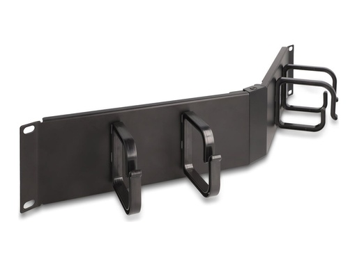 [66978] Delock Verlegetafel für Rack-Kabelmanagement - mit 4 Haken, abgewinkelt - Tiefschwarz (RAL 9005)