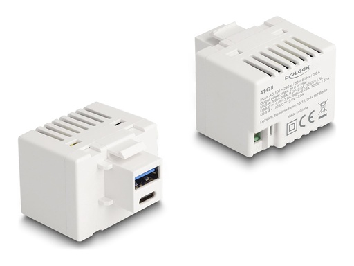[41478] Delock Netzteil - 20 Watt - 3 A - PD - 2 Ausgabeanschlussstellen (USB Typ A, USB-C)