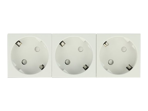 [81323] Delock Easy 45 - Steckdose - 2P+E - Typ F - mit Verschluss - 3 Steckdosen - 16 A - Wechselstrom 250 V - weiß, RAL 9003 (Packung mit 5)