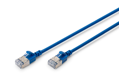 [DK-1632-A-015S-B] DIGITUS CAT 6A F-FTP Slim Patchkabel, 1,5m, Blau