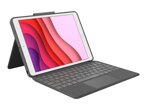 [920-009625] Logitech Combo Touch - Tastatur und Foliohülle - mit Trackpad - hintergrundbeleuchtet - Apple Smart connector - AZERTY - Französisch - Graphite - für Apple 10.2-inch iPad (7. Generation, 8. Generation, 9. Generation)
