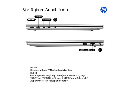 [AD2N8ET#ABD] HP ProBook 4 G1i Notebook AI - 177-Grad Scharnierdesign - Intel Core Ultra 5 225U / 1.5 GHz - Win 11 Pro - Intel Graphics - 24 GB RAM - 512 GB SSD NVMe - 40.6 cm (16")