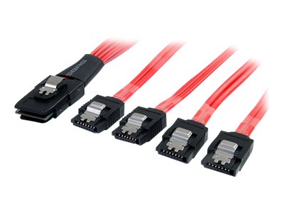 [SAS8087S450] StarTech.com Serial ATA SCSI SAS Kabel 50cm - SFF-8087 auf 4x SATA mit Lasche - Mini SAS auf SATA Kabel 1x SFF8087 Stecker 4x S-ATA Buchse - SATA- / SAS-Kabel - Serial ATA 150/300/600 - 4-Lane - SATA (R)