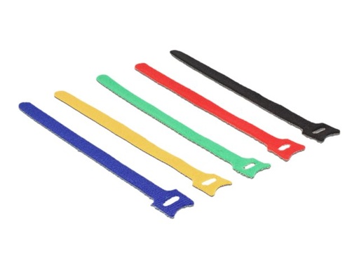 [18635] Delock farbig - Klettverschluss - 20 cm - Schwarz, Blau, Gelb, Rot, grün (Packung mit 10)