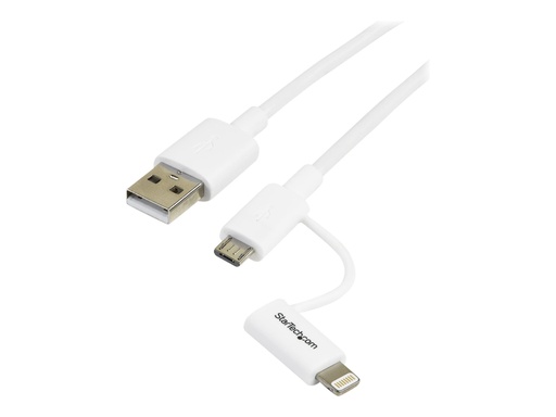 [LTUB1MWH] StarTech.com 1m Apple Lightning oder Micro USB auf USB Kabel für iPhone / iPad / iPod
