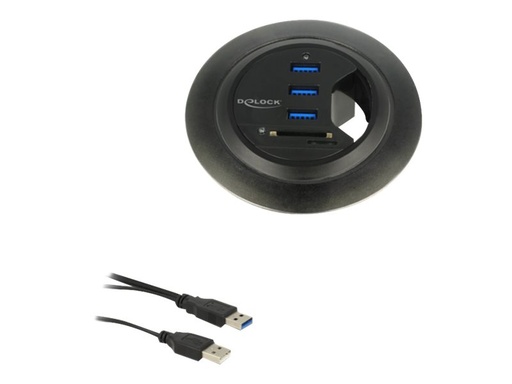 [62869] Delock In-Desk Hub 3 Port USB 3.0 + 2 Slot SD