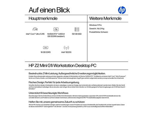 [A40LVET#ABD] HP Workstation Z2 G1i - Mini - 5U - 1 x Core