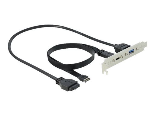 [89934] Delock Slot bracket - USB-Konsole - 19-poliger USB 3.0 Kopf, 20-poliger USB 3.1 Header zu USB Typ A, USB-C (W)