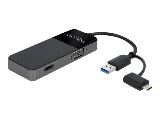 [64085] Delock Adapter USB 3.0 to 4K HDMI + VGA - Adapterkabel - USB Typ A, USB-C männlich zu HD-15 (VGA)