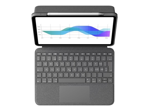 [920-009960] Logitech Folio Touch - Tastatur und Foliohülle - mit Trackpad - hinterleuchtet - Apple Smart connector - QWERTZ - Schweizerisch - Oxford Gray - für Apple 10.9-inch iPad Air (4. Generation, 5. Generation)