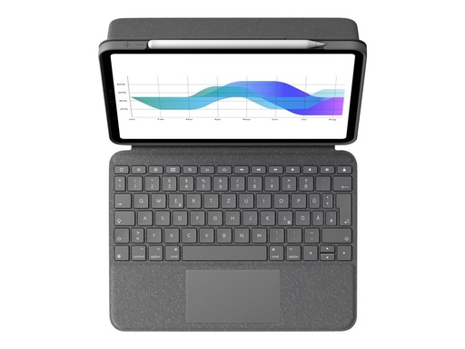 [920-009956] Logitech Folio Touch - Tastatur und Foliohülle - mit Trackpad - hinterleuchtet - Apple Smart connector - QWERTZ - Deutsch - Oxford Gray - für Apple 10.9-inch iPad Air (4. Generation, 5. Generation)