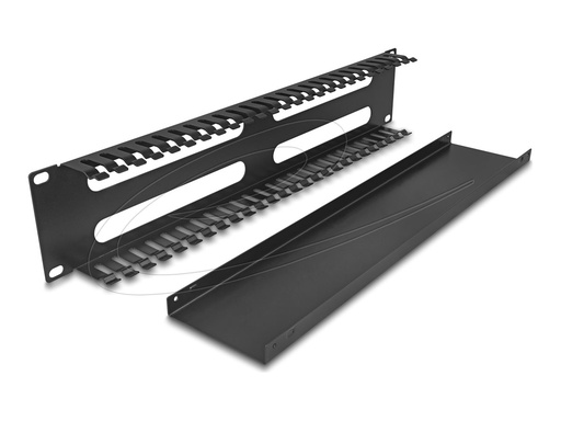 [81559] Delock Verlegetafel für Rack-Kabelmanagement - mit 4 Öffnungen - Schwarz - 2U - 48.3 cm (19")