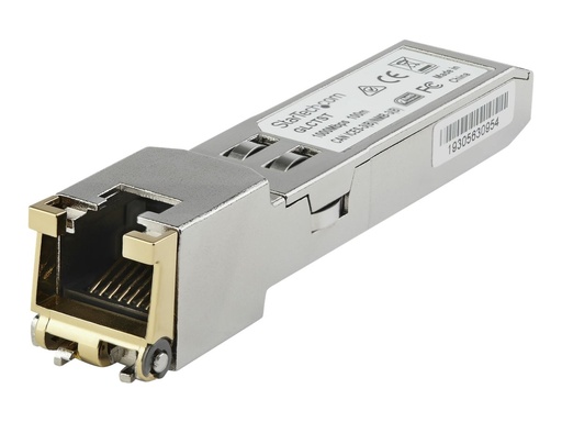 [SFP1GEFEETST] StarTech.com SFP1GEFEETST Transceiver Modul (SFP Module, 10/100/1000Base-TX Juniper kompatibel, Kupfer, RJ-45 Kupfer)