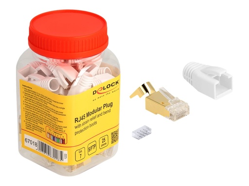 [67018] Delock Netzwerkanschluss - RJ-45 (M) - S/FTP - CAT 7 - rund, ohne Haken (Packung mit 25)
