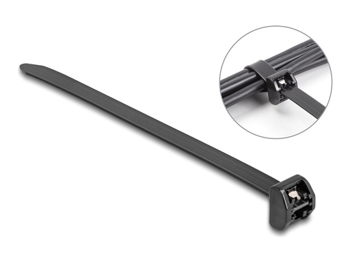 [19728] Delock Kabelbinder - mit Metalllasche - 40.6 cm - Schwarz (Packung mit 10)