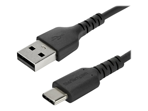 [RUSB2AC1MB] StarTech.com 1m USB-A auf USB-C Ladekabel - Dauerhaftes USB 2.0 auf USB Typ-C Datenübertragungs- und Schnellladekabel - Robuster TPE-Mantel Aramidfaser, M/M, 3A - Schwarz (RUSB2AC1MB)