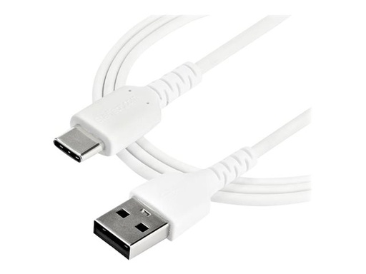 [RUSB2AC1MW] StarTech.com 1m USB-A auf USB-C Ladekabel - Dauerhaftes USB 2.0 auf USB Typ-C Datenübertragungs- und Schnellladekabel - Robuster TPE-Mantel Aramidfaser, M/M, 3A - Weiß (RUSB2AC1MW)