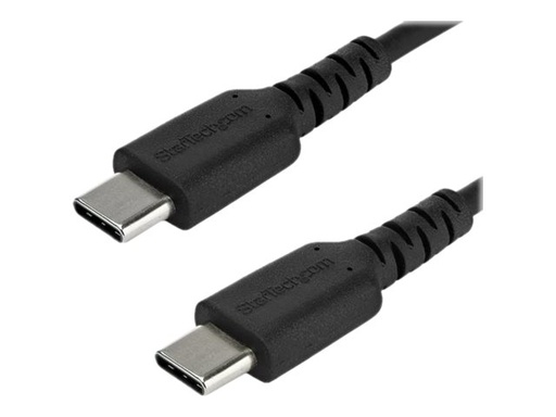 [RUSB2CC1MB] StarTech.com 1m USB-C Ladekabel - Langlebiges USB 2.0 Typ C zu USB C Datenübertragungs-/Schnellladekabel - TPE Mantel Aramidfaser M/M 60W Schwarz - Samsung S10 S20 iPad Pro MS Surface (RUSB2AC1MB)