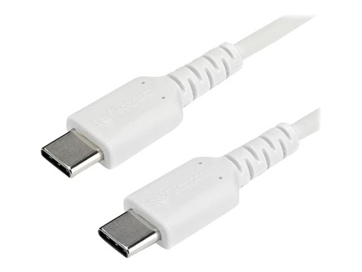 [RUSB2CC1MW] StarTech.com 1m USB-C Ladekabel - Langlebiges USB 2.0 Typ C zu USB C Datenübertragungs-/Schnellladekabel - TPE Mantel Aramidfaser M/M 60W Weiß - Samsung S10 S20 iPad Pro MS Surface (RUSB2AC1MW)