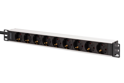 [DN-95440] DIGITUS Steckdosenleiste mit Aluminiumprofil, 9-fach Schutzkontaktsteckdose, 2 m Zuleitung, IEC C20 Stecker