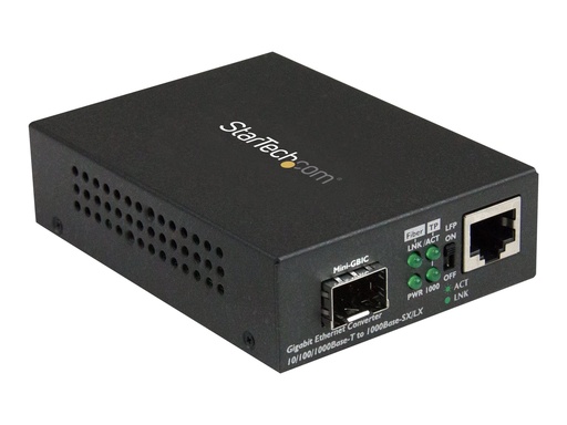 [MCM1110SFP] StarTech.com Startech Gigabit Ethernet LWL / Glasfaser Medienkonverter mit SFP - 1000 Mbit/s Multimode Gigabit Ethernet Medienkonverter - Medienkonverter - 1GbE - 10Base-T, 1000Base-LX, 1000Base-SX, 100Base-TX, 1000Base-T - RJ-45 / SFP (mini-GBIC)