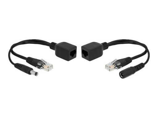 [66024] Delock Passive PoE Adapter Set RJ45 DC 5.5 x 2.5 mm - Power Injector - Schwarz (Packung mit 2)