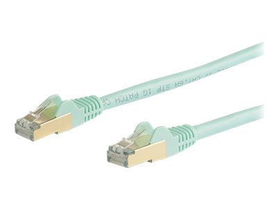 [6ASPAT10MAQ] StarTech.com 10m CAT6A Ethernet Cable, 10 Gigabit Shielded Snagless RJ45 100W PoE Patch Cord, CAT 6A 10GbE STP Network Cable w/Strain Relief, Aqua, UL Certified Wiring/TIA - Category 6A - 26AWG (6ASPAT10MAQ)