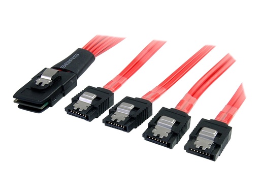 [SAS8087S4100] StarTech.com Serial ATA SCSI SAS Kabel 1m - SFF-8087 auf 4x SATA mit Lasche - SAS auf SATA Kabel 1x SFF8087 Stecker 4x S-ATA Buchse - SATA- / SAS-Kabel - Serial ATA 150/300/600 - 4-Lane - SATA (R)