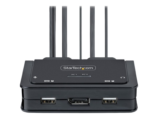 [C2-D46-UC2-CBL-KVM] StarTech.com 2-Port USB-C Cable KVM Switch, 4K 60Hz DisplayPort Output, Compact KVM with 4ft/1.2m USB Type-C/Audio Integrated Cables, Bus Powered - Remote Push-Button/Hotkey Switching (C2-D46-UC2-CBL-KVM)