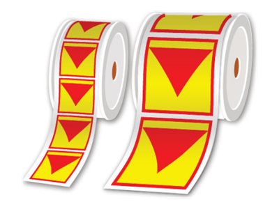 [LTZ16042FLOT] Brother Klebstoff - Gelb, Rot - 42.5 x 50 mm 500 Etikett(en) (1 Rolle(n)