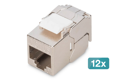[DN-93615-S-12] DIGITUS CAT 6A  Kompakt-Keystone Modul, geschirmt, werkzeugfreier Montageanschluss, 12 Stk.