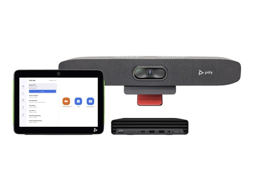 [9C970AA] Poly HP Poly Studio Small Room Bundle - Für Zoom Rooms - Kit für Videokonferenzen (Poly TC10 Touchcontroller, HP Mini Conferencing PC, Poly Studio R30 video bar)