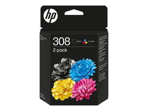 [6L6S6UE#30B] HP 308 - 2er-Pack - Schwarz, Cyan, Magenta, Gelb