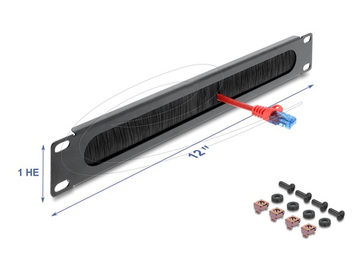 [67465] Delock Kabelführungspanel mit Bürste - Dunkelgrau - 1U - 30.5 cm (12")