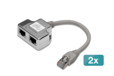 [DN-93904-2] DIGITUS CAT 5e Patchkabel-Adapter, 2x CAT 5e, geschirmt - 2 Stk.