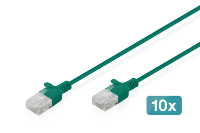 [DK-1618-005S-G-10] DIGITUS CAT 6 U-UTP Slim Patchkabel, 0,5 m, Grün, 10 Stück